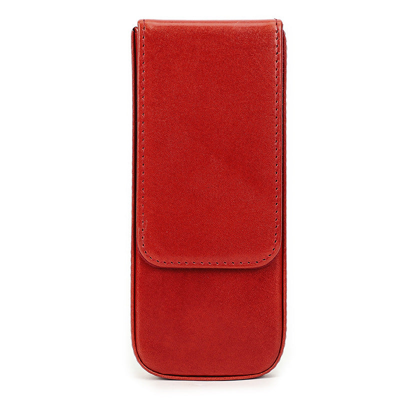Handmade Leather Pen Case with Magnetic Drawer (Set of 3)
